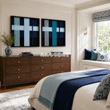 Glacial Stationeries soft cotton cord geometric diptych displayed in a light-filled contemporary living space.
