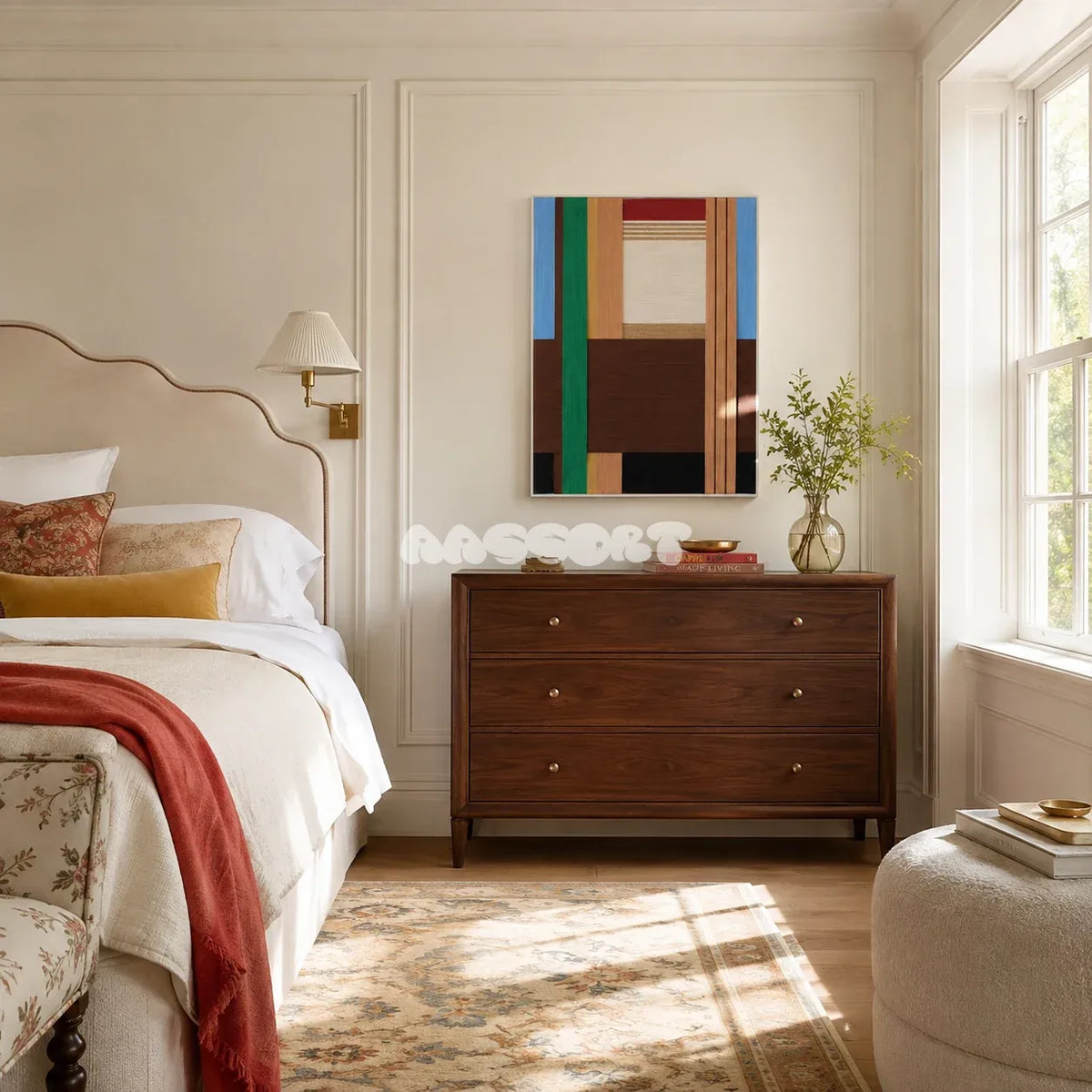 Wild RE001 soft cotton cord wall art presented as a bold modern focal point in an earthy interior.