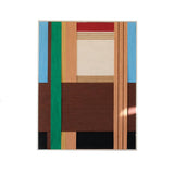Front view of Wild RE001 geometric yarn wall art in a slim frame on a white background.