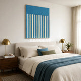 Blue Night RE003 blue geometric textile wall art styled as a serene focal point in a contemporary room.