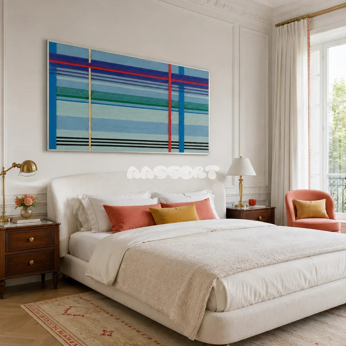 Summer Story RE004 soft cotton cord wall art displayed in a warm, light-filled home setting.