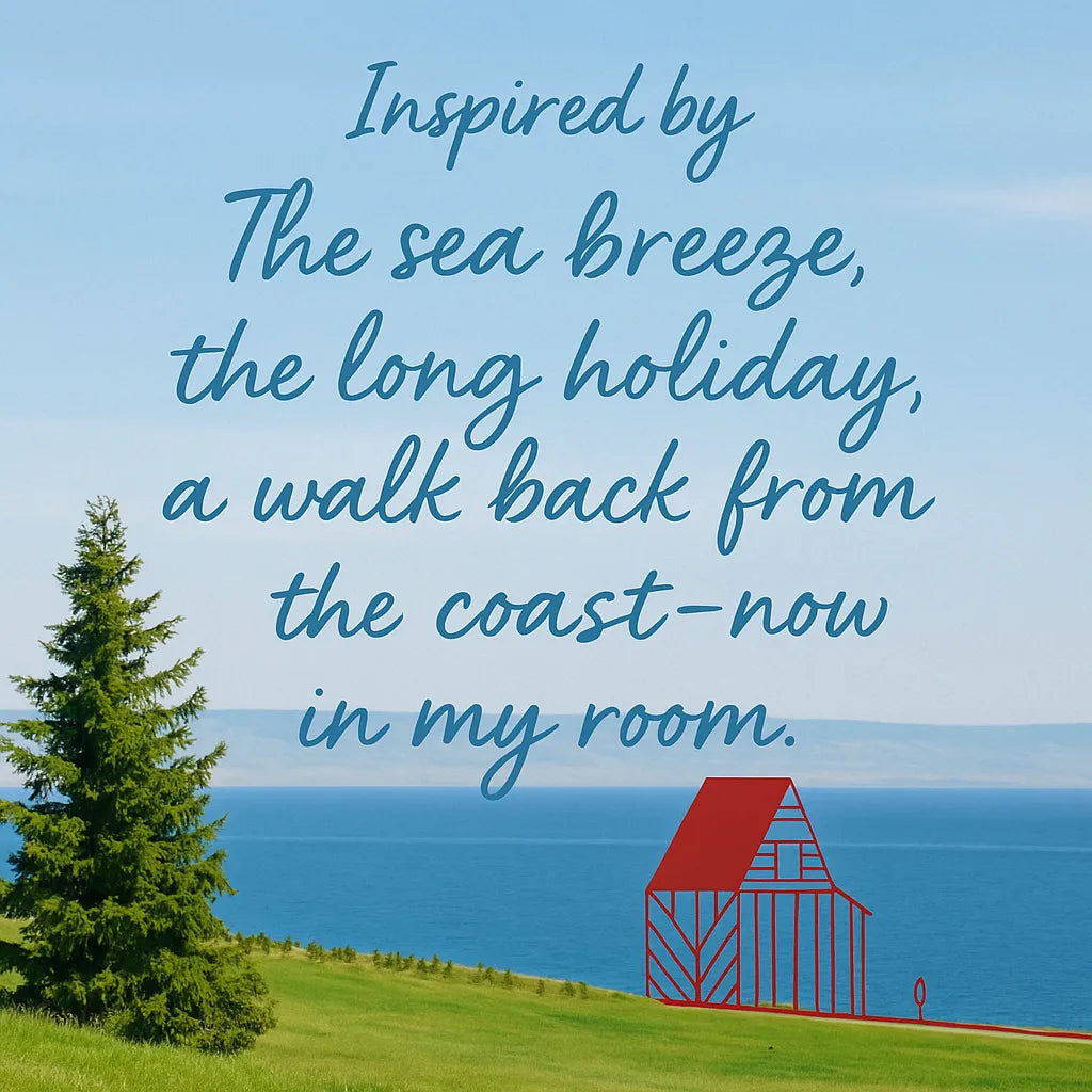 Inspiration image for After the Beach Walk RE007 textile art highlighting its seaside mood and sunset coastal palette.