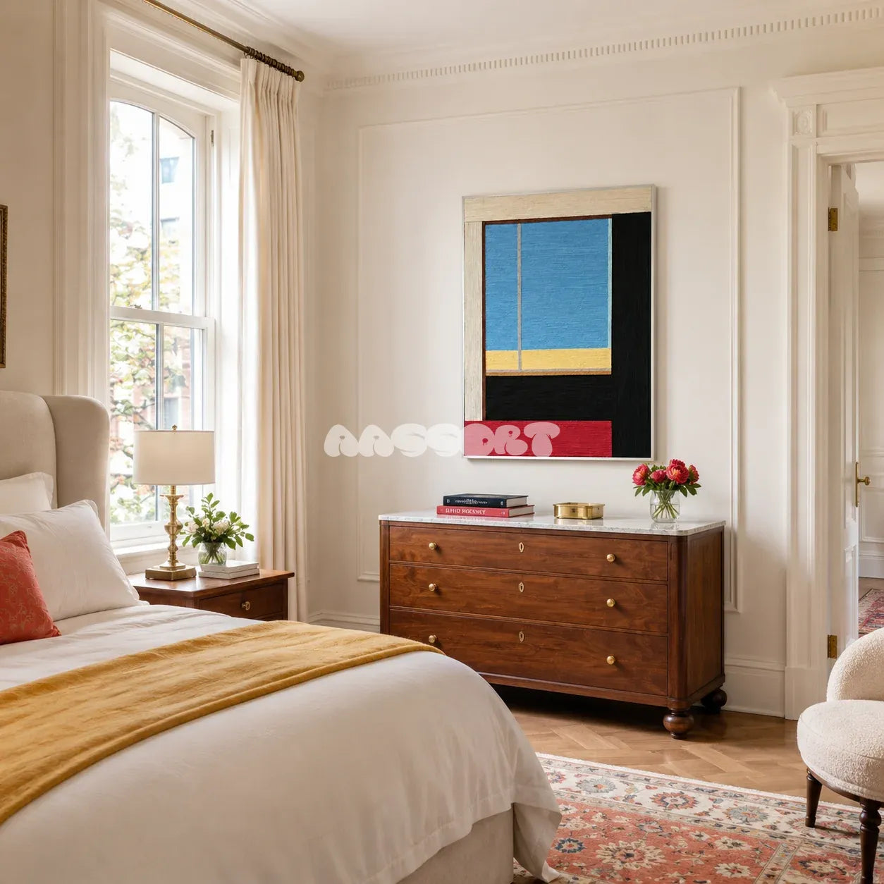 After the Beach Walk RE007 soft cotton cord wall art displayed in a bright home setting with relaxed coastal colors.