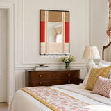 The Sun Always Rises RE009 colorful geometric textile mirror wall art styled as a bold focal point in a contemporary room.