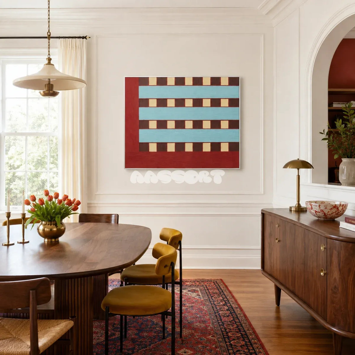 Malèna: A Sicilian Beauty RE013 soft cotton cord wall art displayed in an elegant home setting with warm coastal character.