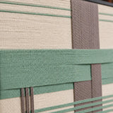 Macro close-up of Sage Crossing RE027 textile art highlighting thick sage green and gray intersecting soft cotton cord textures.