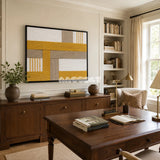 Golden Interval RE030 soft cotton cord wall art displayed in a cheerful home setting with warm sunlit colors.