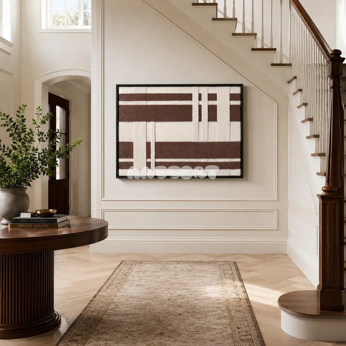 Earthen Bands RE034 soft cotton cord wall art displayed in a refined home setting with warm natural tones.