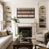 Cocoa Strata brown and cream textile wall art displayed in a warm modern interior.