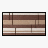 Front studio view of Cocoa Strata textured wall art with cocoa brown and cream horizontal stripes in a black frame.
