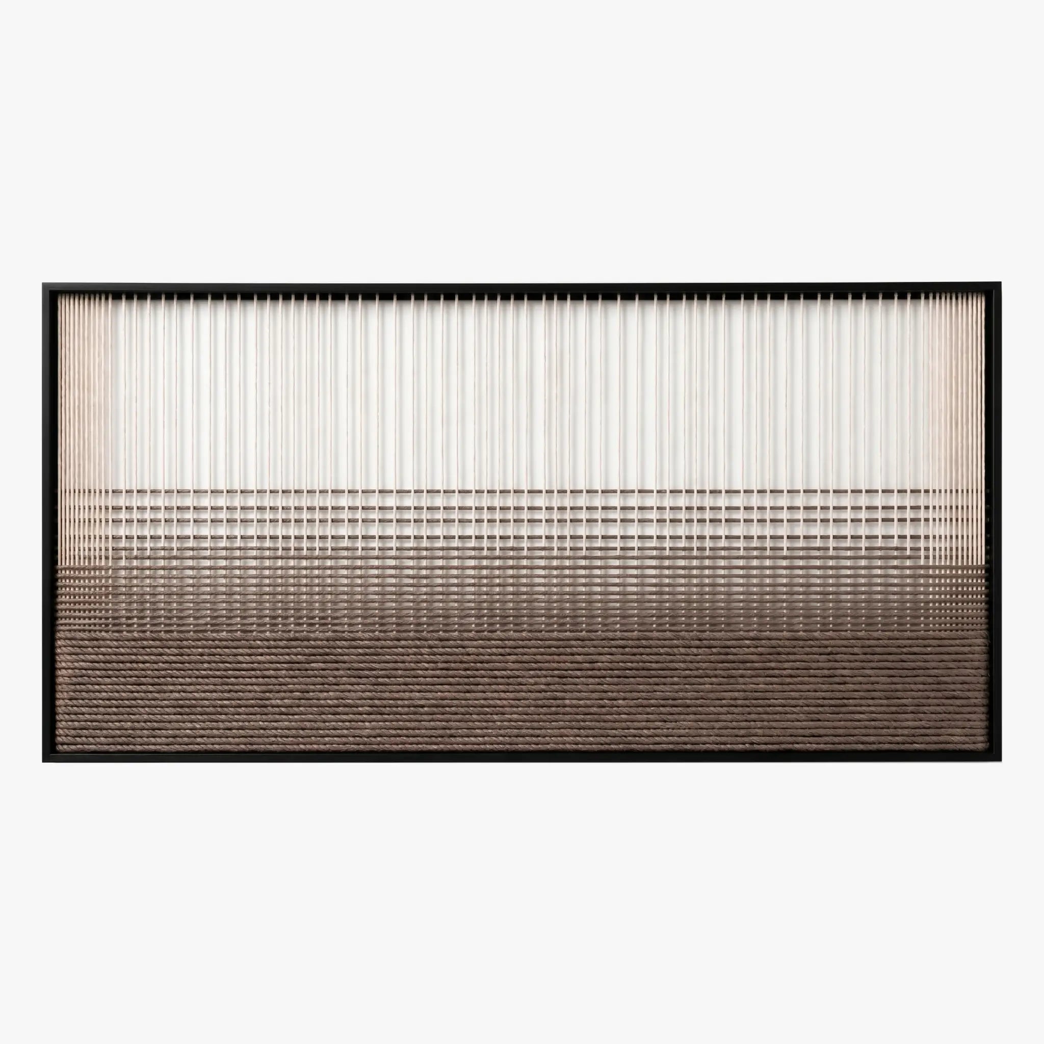 Front studio view of Quiet Thread textured wall art featuring a serene gradient pattern in a black frame.