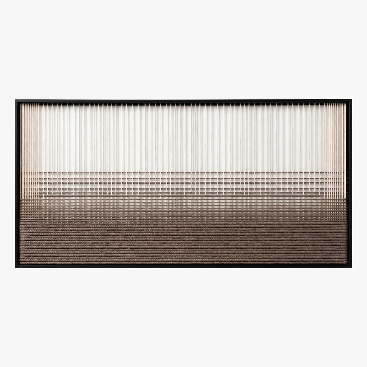 Front studio view of Quiet Thread textured wall art featuring a serene gradient pattern in a black frame.