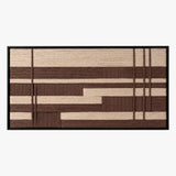 Front studio view of Cocoa Grid textured wall art featuring brown and cream geometric patterns in a black frame.