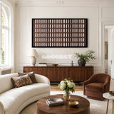 Cocoa Cadence brown and cream textile wall art displayed in a warm contemporary interior.