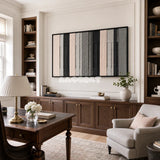 Ivory Structure tactile yarn wall decor bringing crisp cream, charcoal, and grey tones to a modern interior.