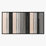 Front studio view of Ivory Structure rectangular fiber wall art in cream, grey, charcoal, and black.