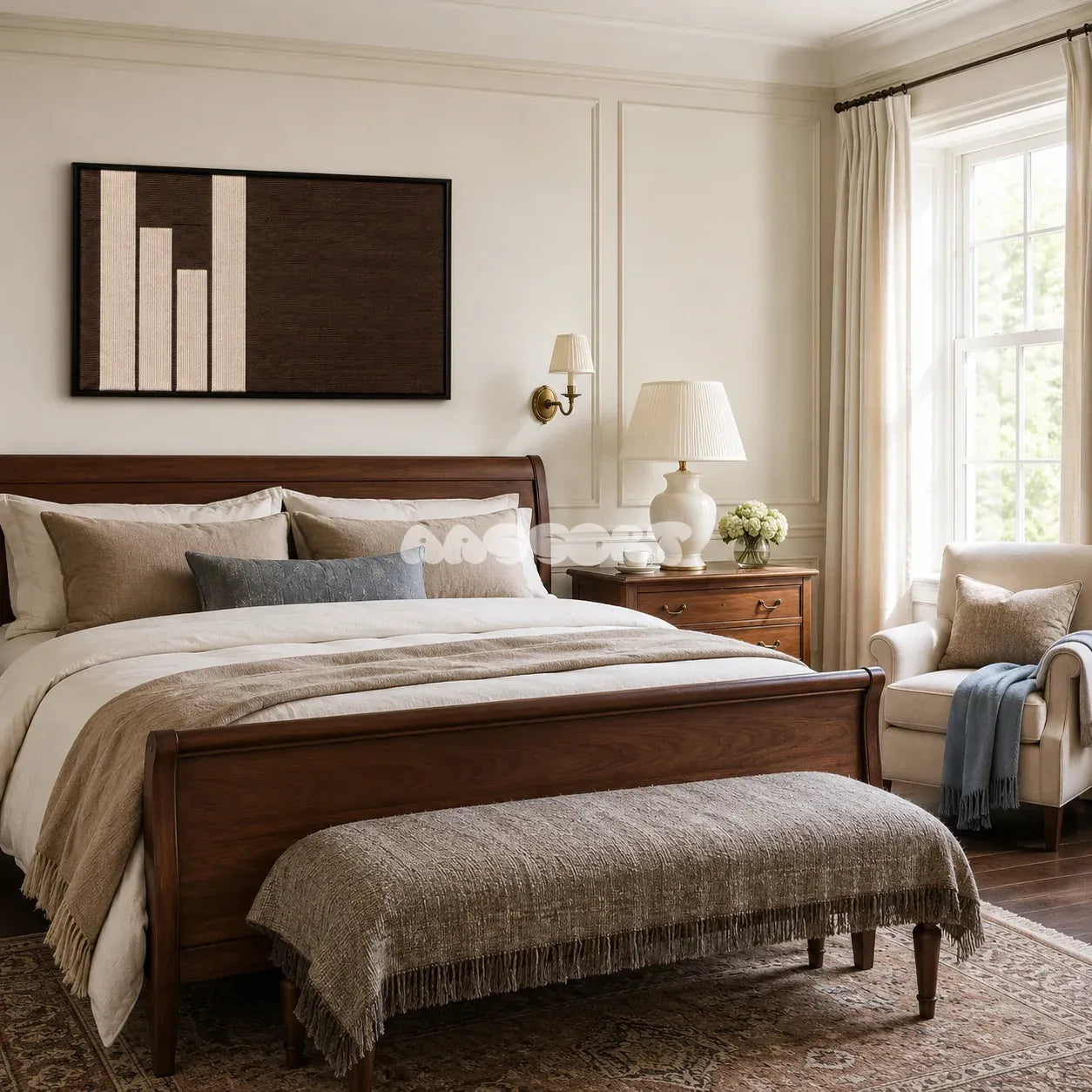 Timeless Trace minimalist fiber artwork styled as an architectural focal point in a contemporary home.