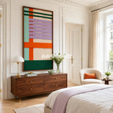 Sedona Twilight soft cotton cord geometric fiber art displayed in an inviting modern Southwestern living space.