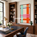Pop Boulevard vibrant fiber artwork styled as an energetic focal point in a contemporary home.