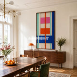 Broadway Blocks vibrant fiber artwork styled as an energetic urban focal point in a contemporary home.