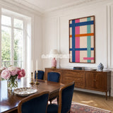 San Diego Coast soft cotton cord geometric fiber art displayed in a bright contemporary living space.