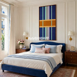 Seattle Night tactile yarn wall decor bringing twilight city color and architectural rhythm to a modern interior.