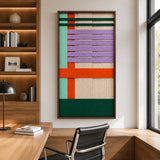 Sedona Twilight framed wall art displayed in a professional home office above a wooden desk and chair setup.