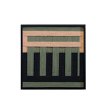 Studio front view of the Serene Wilderness wall art, clearly showing the abstract forest-like pattern in green and beige soft cotton cord.