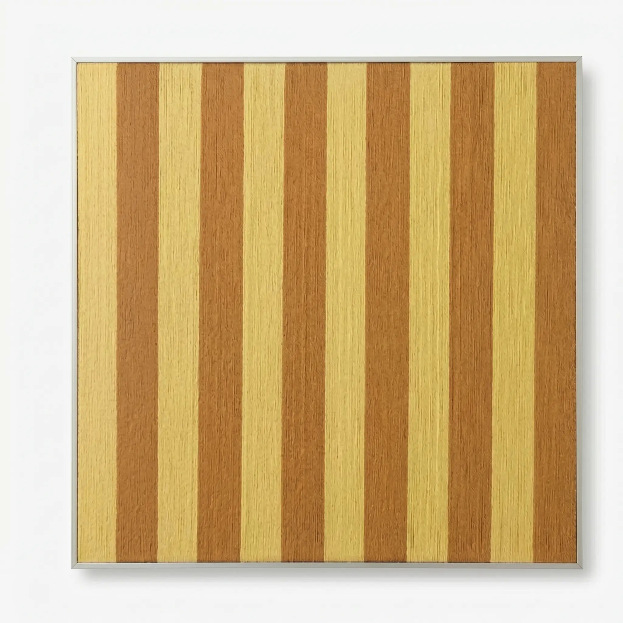 Front view of Hana and Alice SQ003 gold and ochre striped soft cotton cord textile wall art