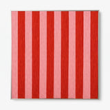 Front view of Hana and Alice SQ003 red and pink striped soft cotton cord textile wall art