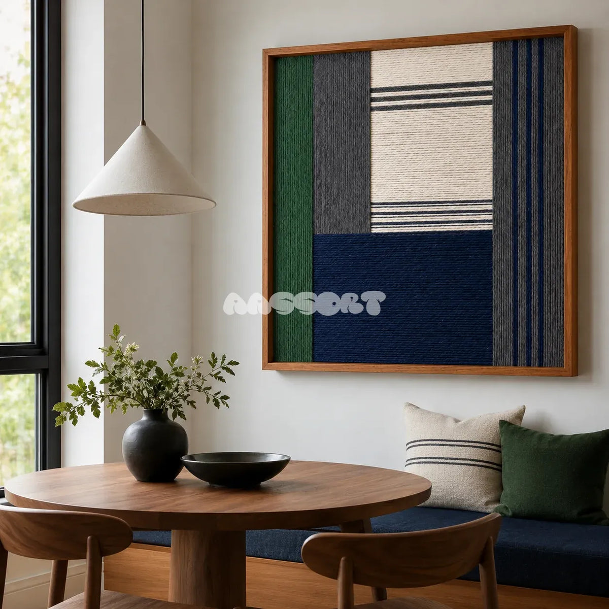 Needle and Ink SQ085 modern geometric yarn wall art in a minimalist framed presentation.