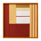 Front view of Sun-Baked Terra SQ086 geometric yarn wall art in a sleek square frame on a white background.