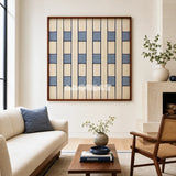 Winter Stationery SQ087 modern geometric yarn wall art in a minimalist framed presentation.