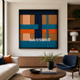 Tropical Glow SQ089 modern geometric yarn wall art in a minimalist framed presentation.