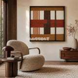 Terracotta Script SQ090 modern geometric yarn wall art in a minimalist framed presentation.