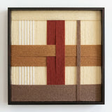 Front view of Captured Radiance SQ091 geometric yarn wall art in a black square frame on a white background.