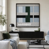 Moonlight Glade SQ092 geometric textile wall art displayed as a serene modern interior statement piece.