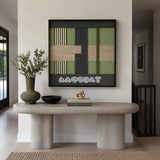 Misty Forest SQ097 modern geometric yarn wall art in a minimalist framed presentation.
