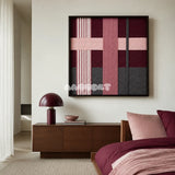 Lilac Whispers SQ101 modern geometric yarn wall art in a minimalist framed presentation.