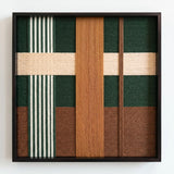 Front view of Jade Manor SQ103 geometric yarn wall art in a black square frame on a white background.