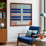 Silent Dopamine SQ108 geometric textile wall art displayed as an uplifting modern interior statement piece.