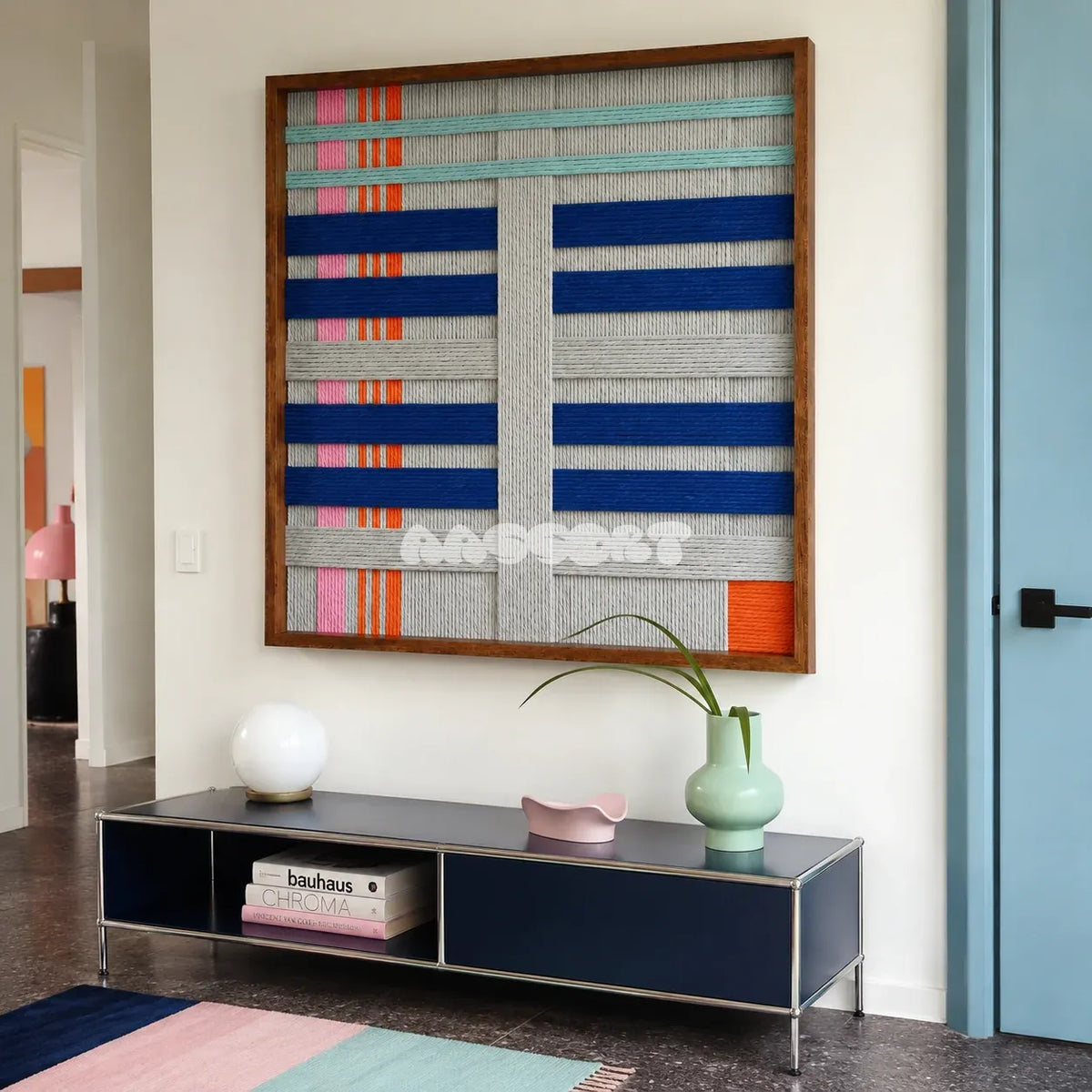 Silent Dopamine SQ108 modern dopamine-decor yarn wall art in a sleek framed presentation.