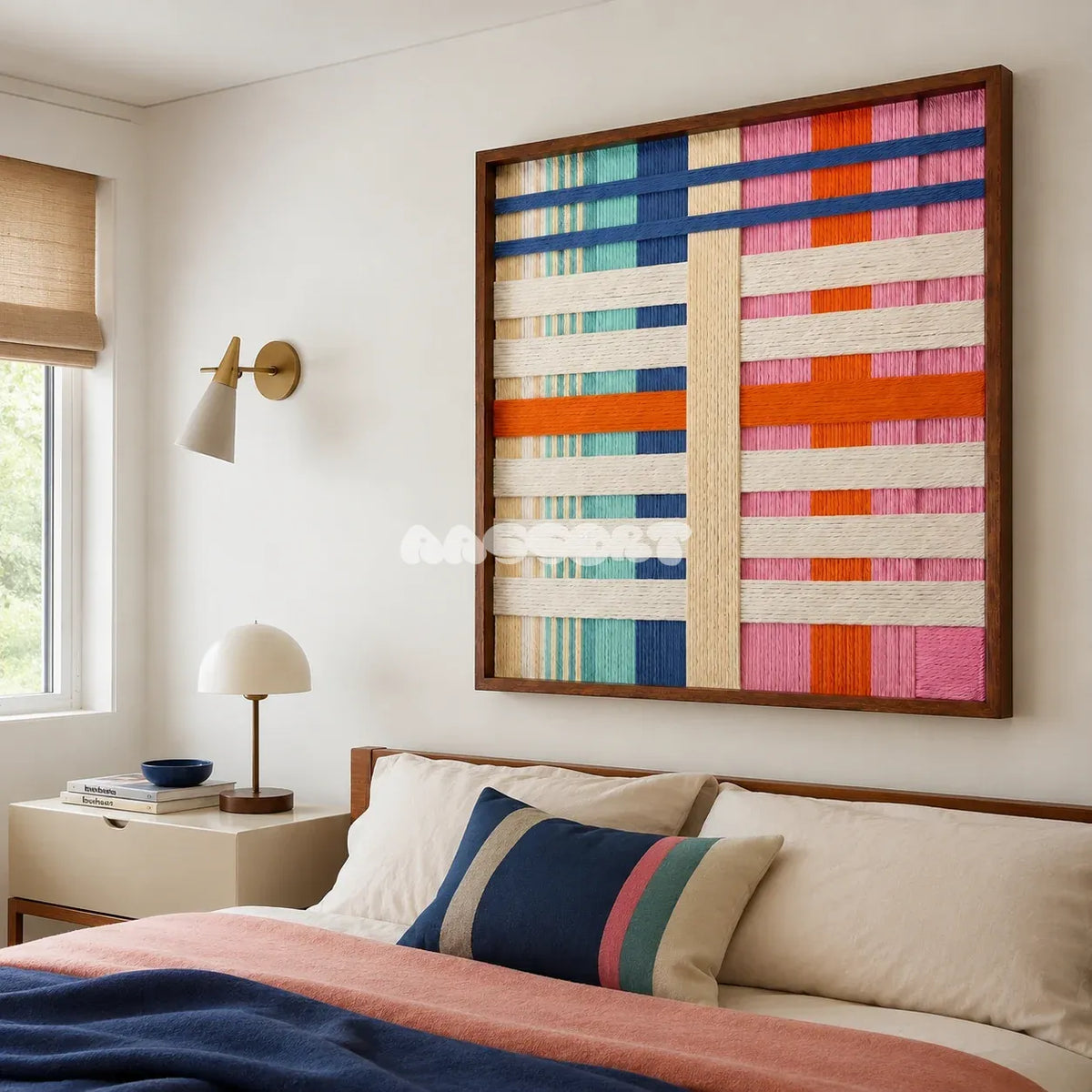 Scale of Joy SQ109 geometric textile wall art displayed as an uplifting modern interior statement piece.
