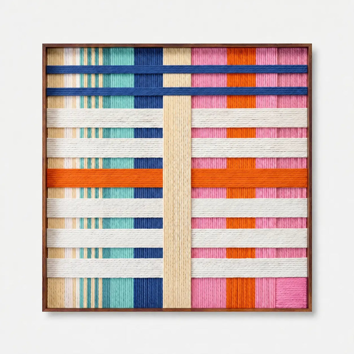 Front view of Scale of Joy SQ109 colorful geometric soft cotton cord wall art.