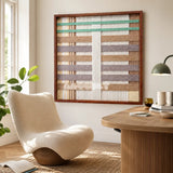 Sleeping Flora SQ111 framed yarn wall art featuring a tranquil interwoven grid in soft botanical colors.
