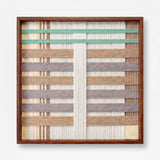 Front view of Sleeping Flora SQ111 pastel geometric yarn wall art in a frame on a clean white background.