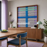 Cobalt Window SQ113 modern geometric yarn wall art in a sleek framed presentation.