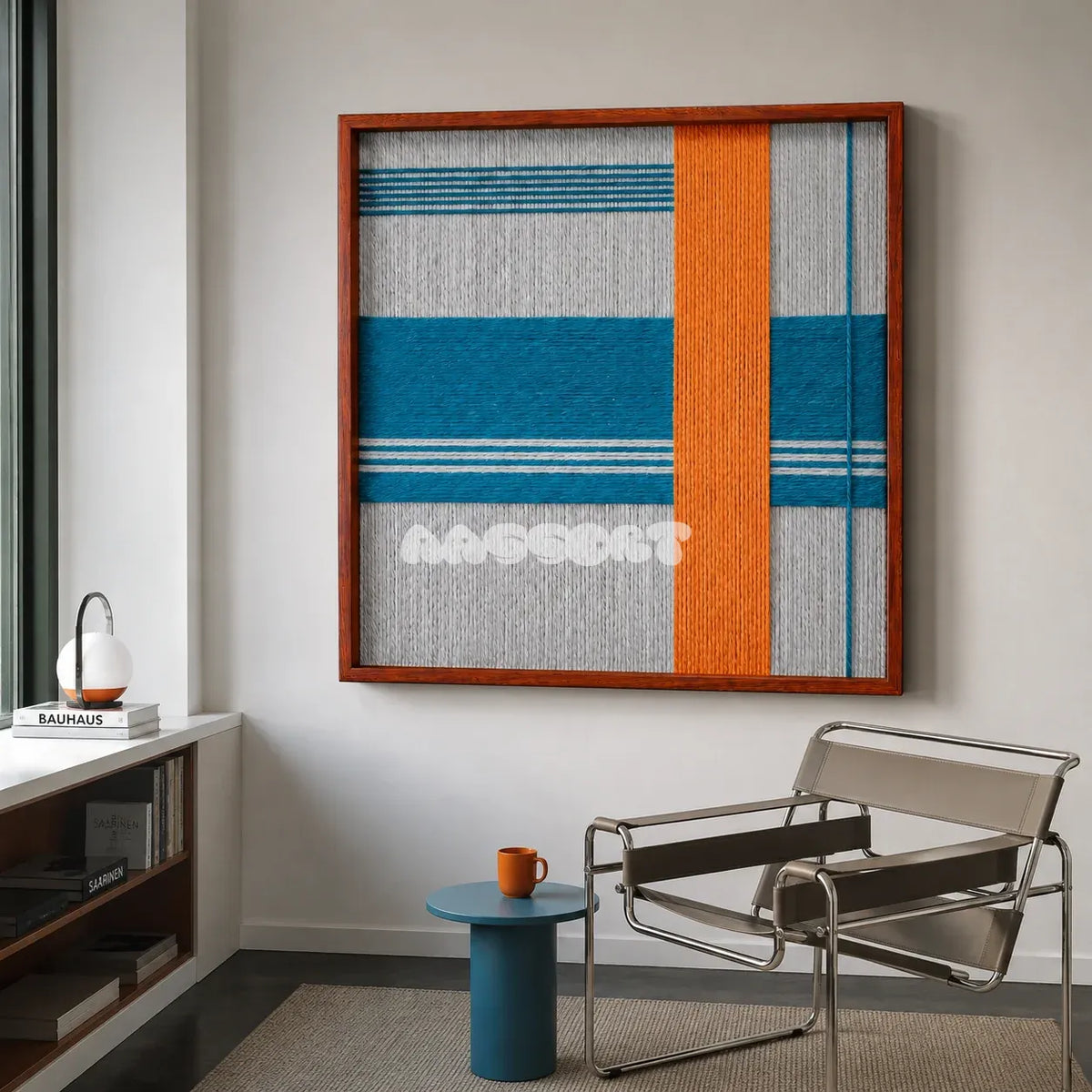 Breeze of Capri SQ117 Mediterranean-inspired textile artwork displayed in a contemporary home interior.