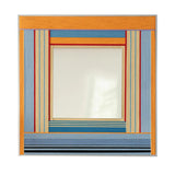 Front view of Miami Sunsets SQ118 square mirror bordered by orange, blue, cream, red, and black yarn on a white background.
