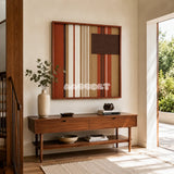 Mocha Prelude SQ124 warm geometric fiber artwork displayed in a welcoming contemporary home interior.
